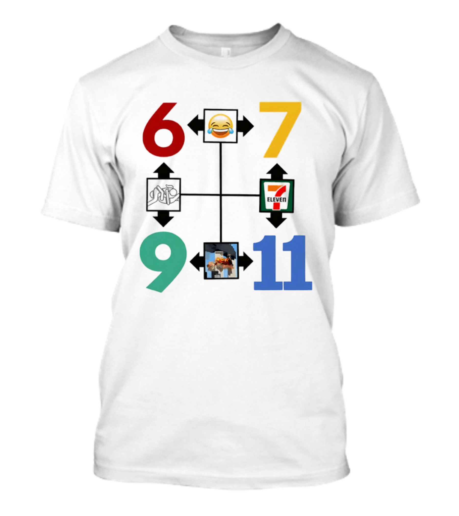 Six Seven 6 7 9 11 Emoji Wojak Meme Diagram Edgy Dark Humor T-Shirt
