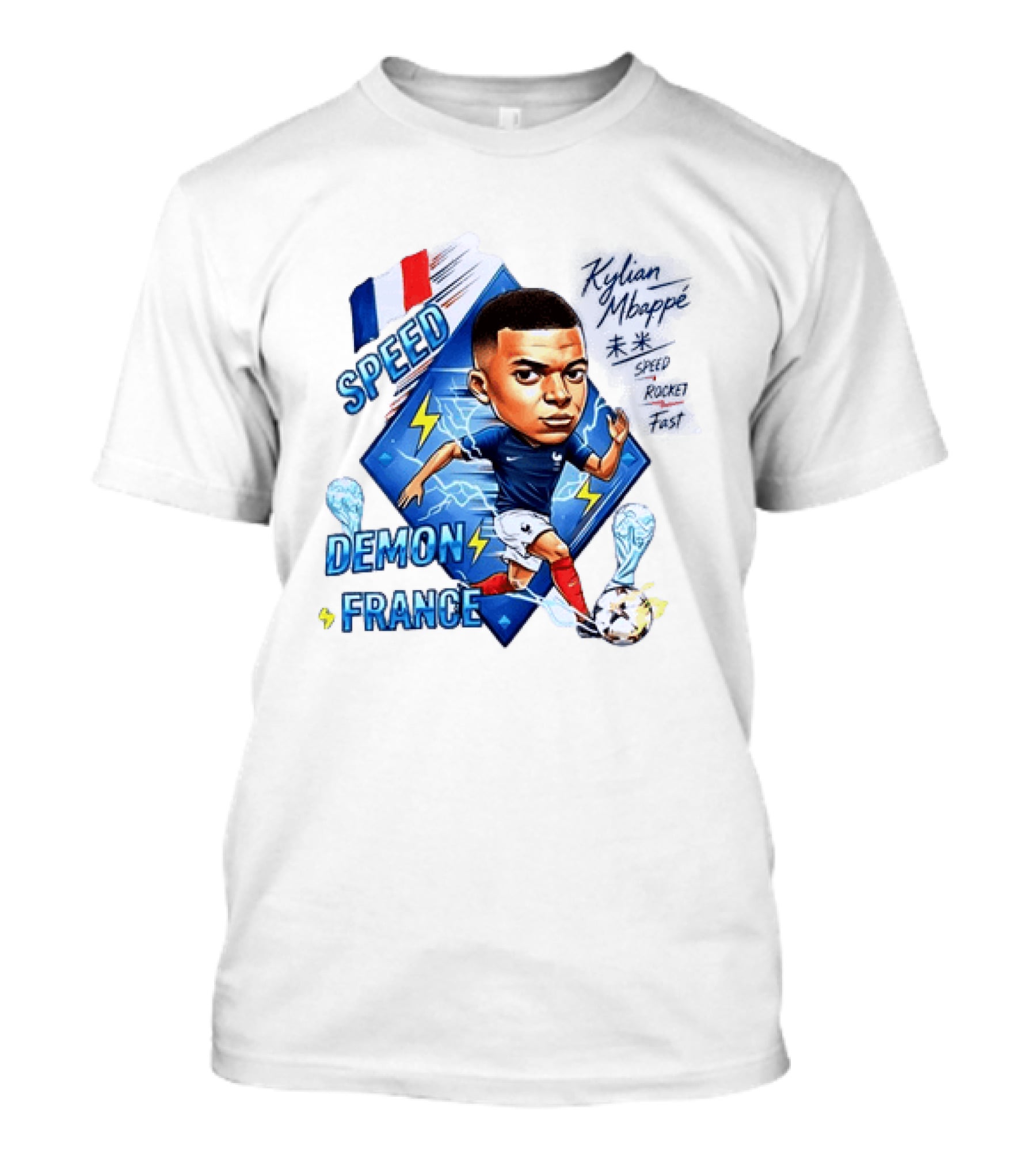 Kylian Mbappe Speed Demon France Future Rocket Fast Lightning Soccer Hero T-Shirt