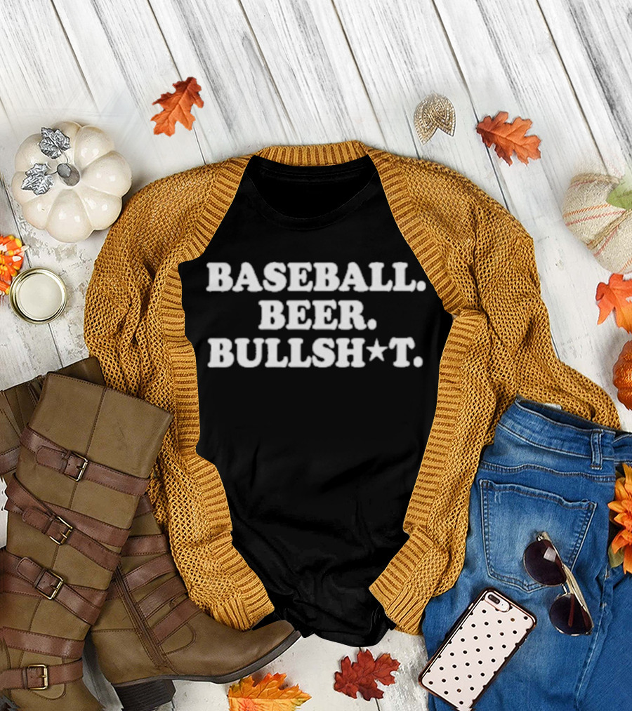 Baseball Beer Bullsh*t Text With Star T-Shirt
