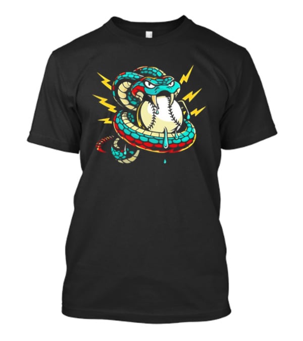 Snake Wrapped Around Baseball Surrounded By Lightning Strikes T-Shirt