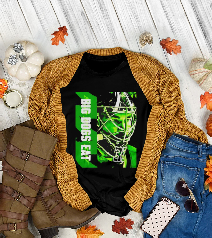 Big Dogs Eat Hockey Goalie 33 Green Masked Player T-Shirt