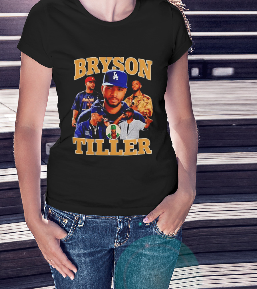 Bryson Tiller Collage With LA Cap And Multiple Outfits T-Shirt