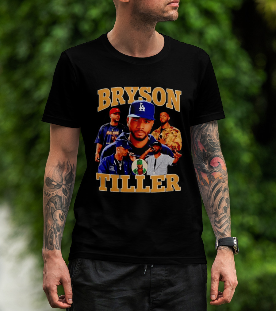 Bryson Tiller Collage With LA Cap And Multiple Outfits T-Shirt