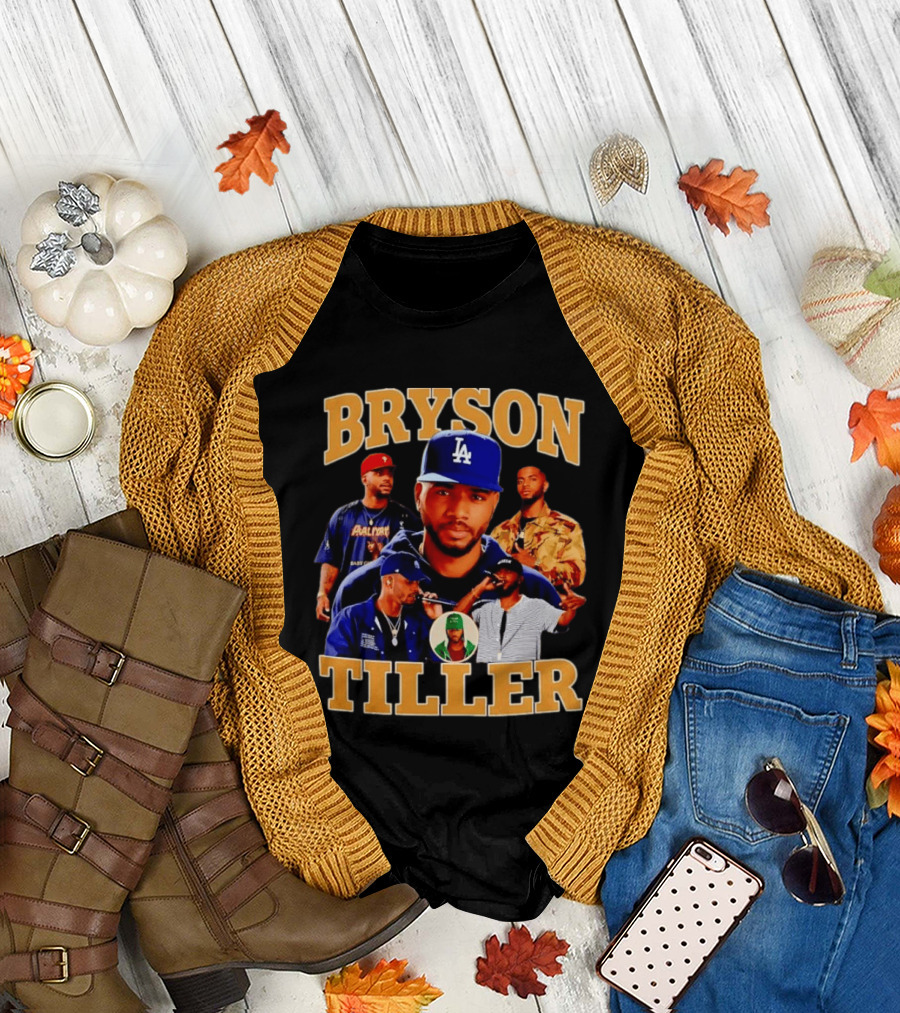 Bryson Tiller Collage with LA Cap and Multiple Outfits T-Shirt