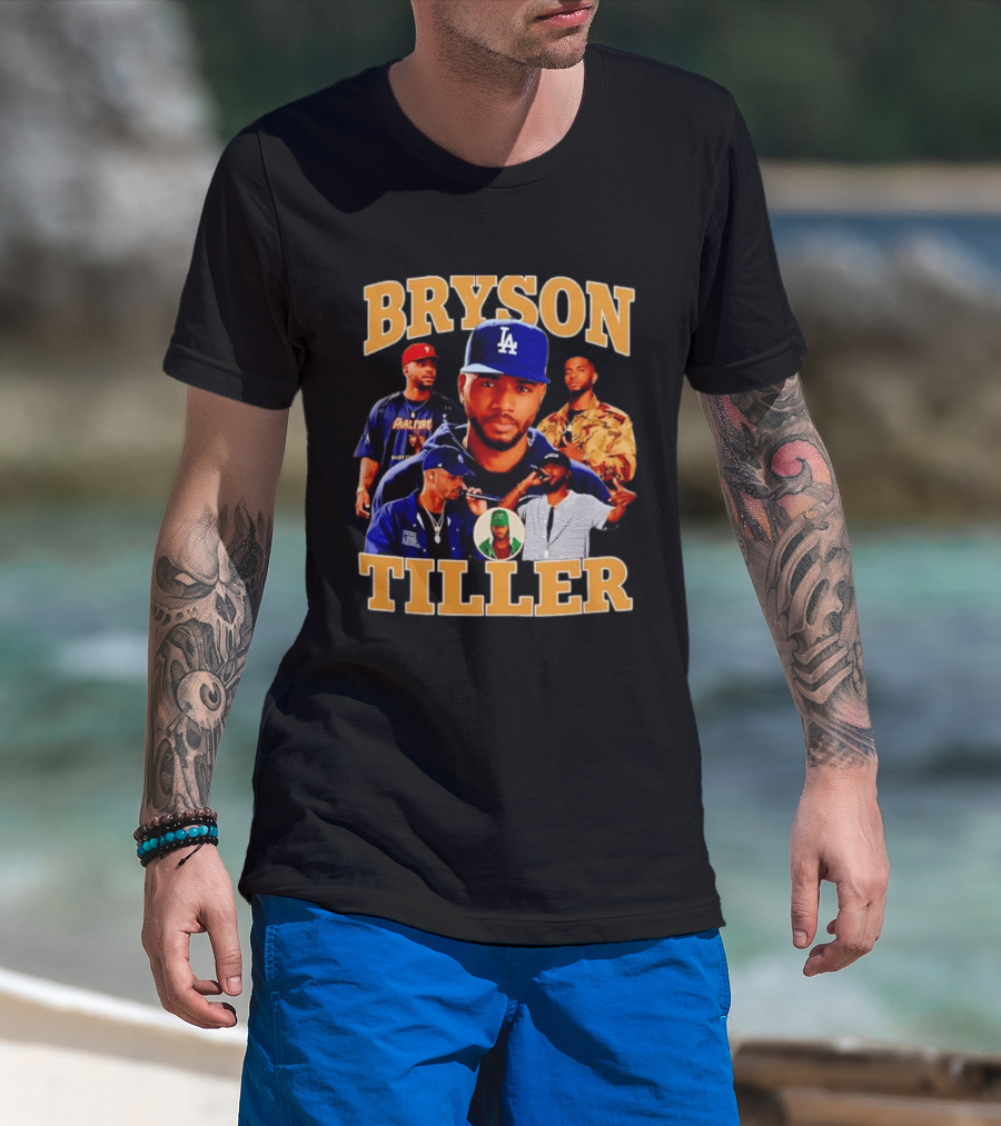 Bryson Tiller Collage With LA Cap And Multiple Outfits T-Shirt