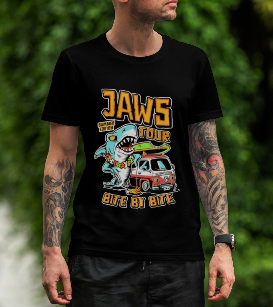 Jaws Tour Summer Edition Bite By Bite Surf Van Adventure T-Shirt