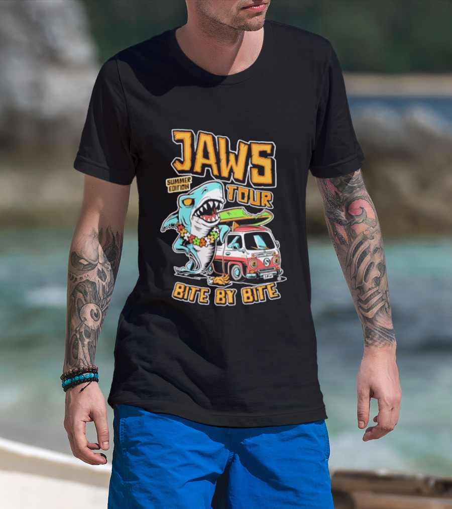 Jaws Tour Summer Edition Bite By Bite Surf Van Adventure T-Shirt