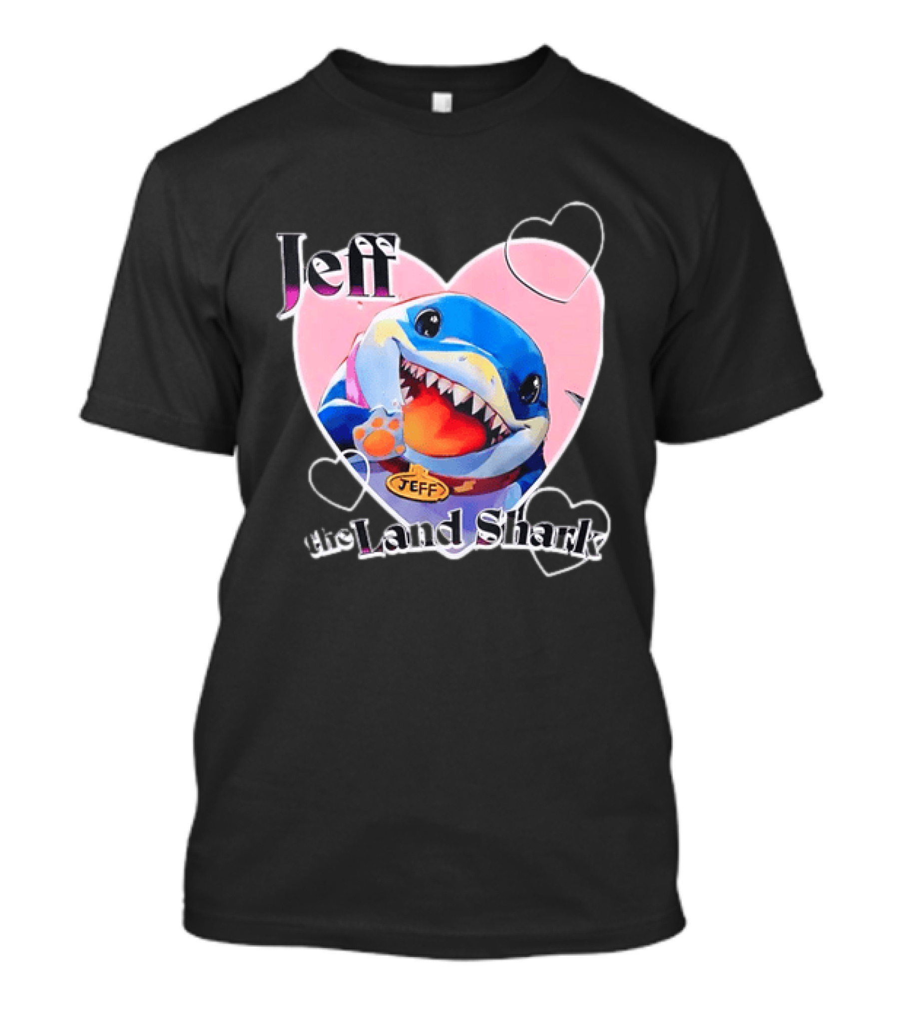 Jeff The Land Shark Heart Pink Love Hearts T-Shirt