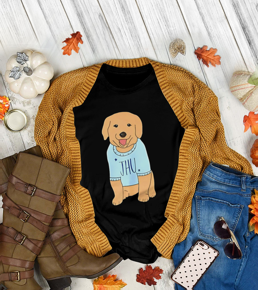 JHU Puppy in Light Blue Sweater T-Shirt