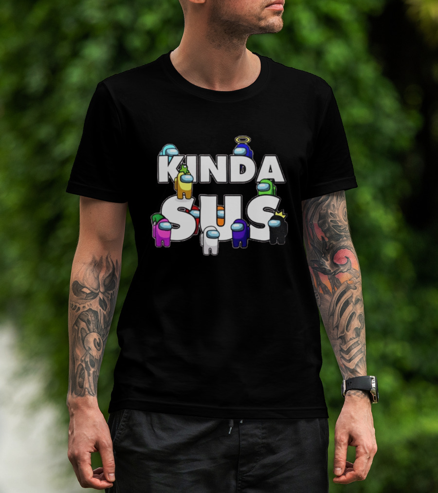 Kinda Sus Among Us Crewmates Halo Crown Funny Game Reference T-Shirt