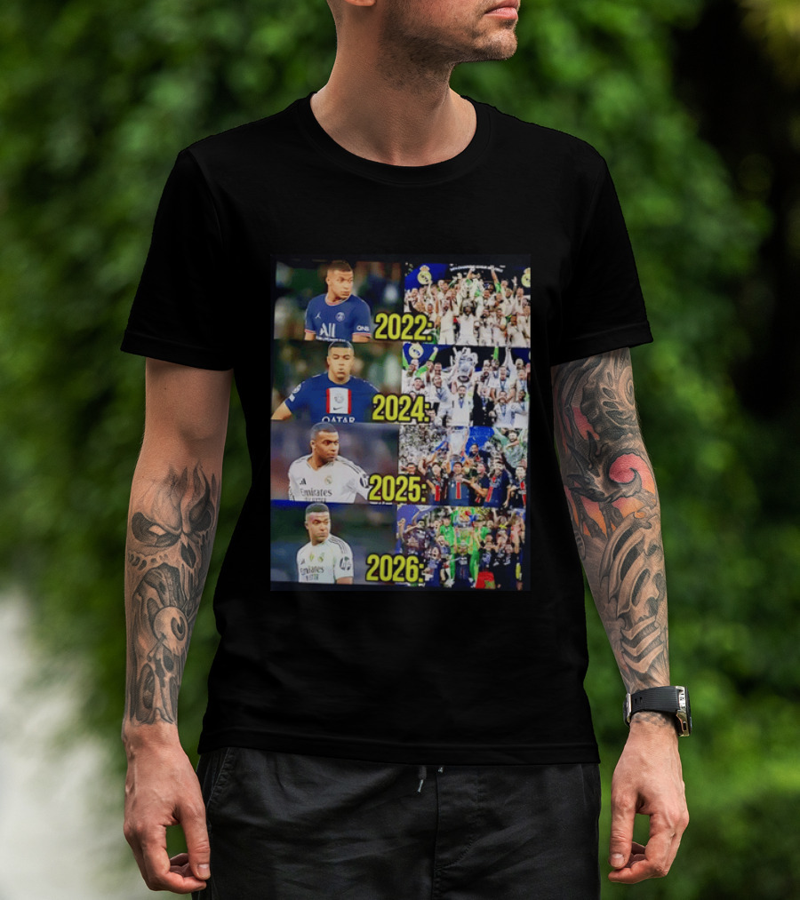 Kylian Mbappé PSG 2022 Qatar 2024 Real Madrid Emirates 2025 2026 Career Moments T-Shirt