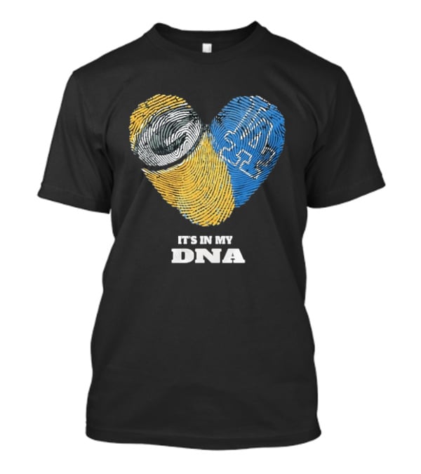 Green Bay Packers Los Angeles Dodgers It's In My DNA Fingerprint Heart T-Shirt