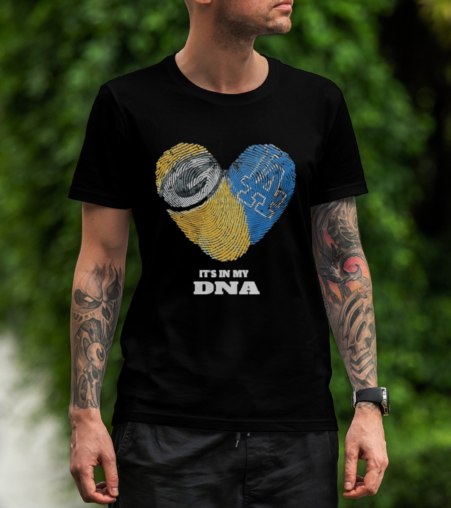 Green Bay Packers Los Angeles Dodgers It's In My DNA Fingerprint Heart T-Shirt
