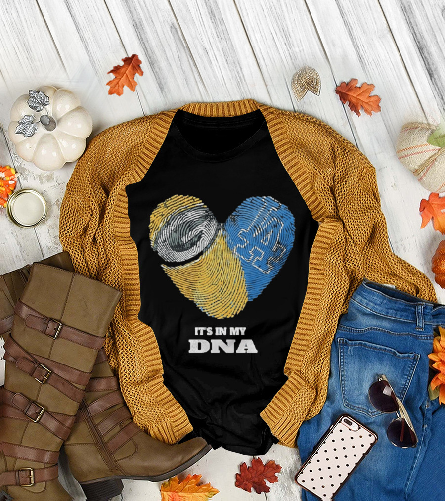 Green Bay Packers Los Angeles Dodgers It's In My DNA Fingerprint Heart T-Shirt