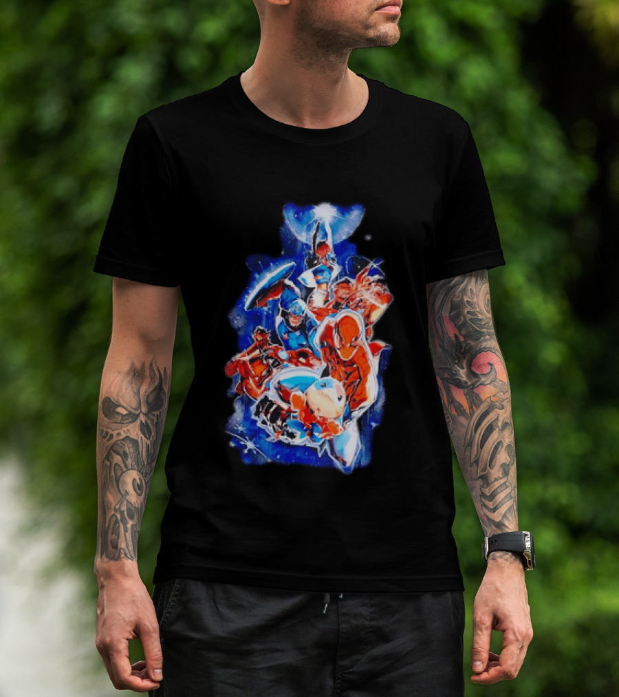 Marvel Captain America Spider Man Doctor Strange Avengers Team Mashup T-Shirt