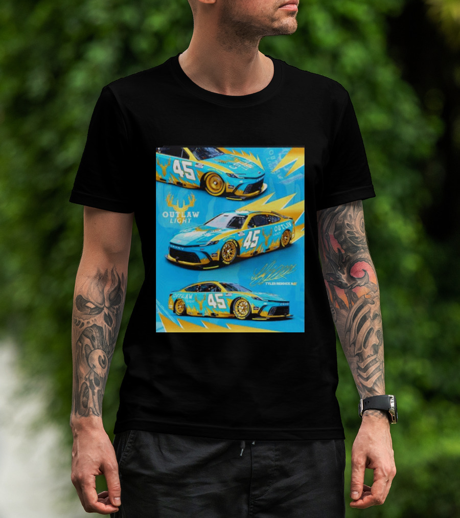 Tyler Reddick 45 Outlaw Light NASCAR Cup Series Toyota Camry Racing Car T-Shirt