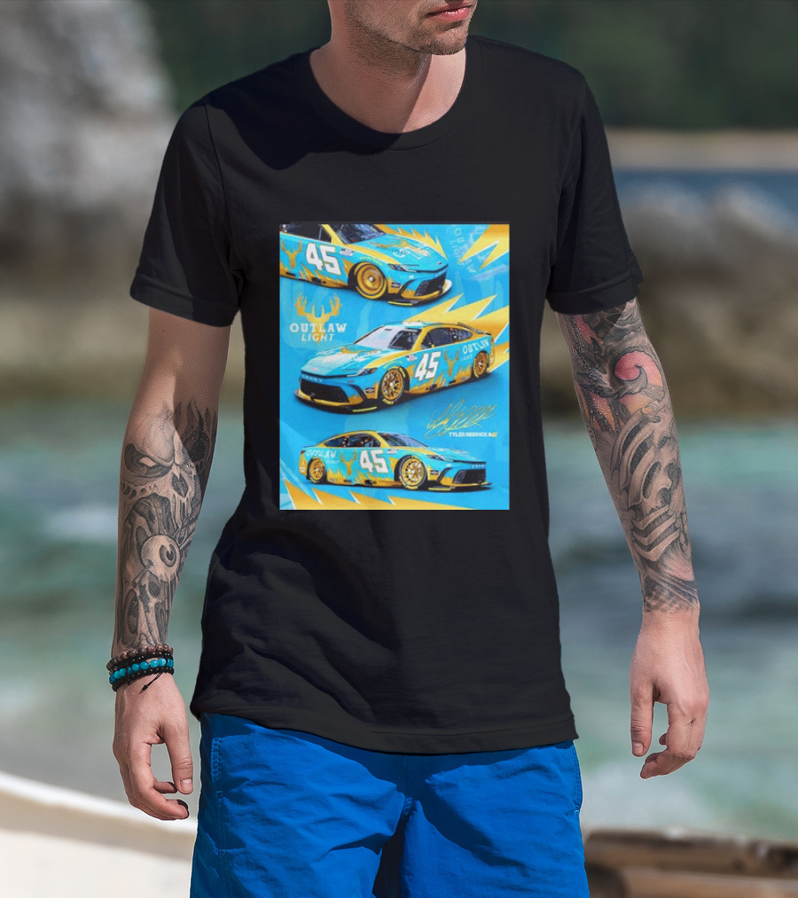 Tyler Reddick 45 Outlaw Light NASCAR Cup Series Toyota Camry Racing Car T-Shirt