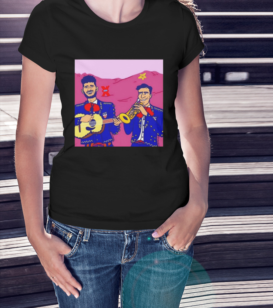 USA Mariachi Musicians Mexican Culture Guitar Trumpet Stars Mountains T-Shirt