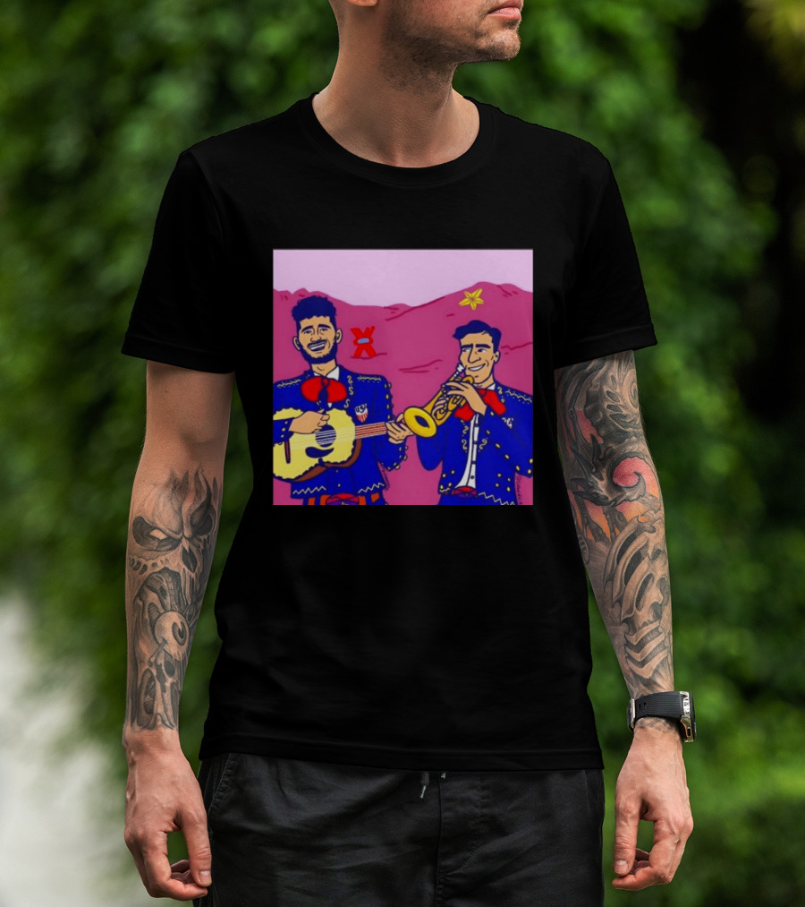 USA Mariachi Musicians Mexican Culture Guitar Trumpet Stars Mountains T-Shirt