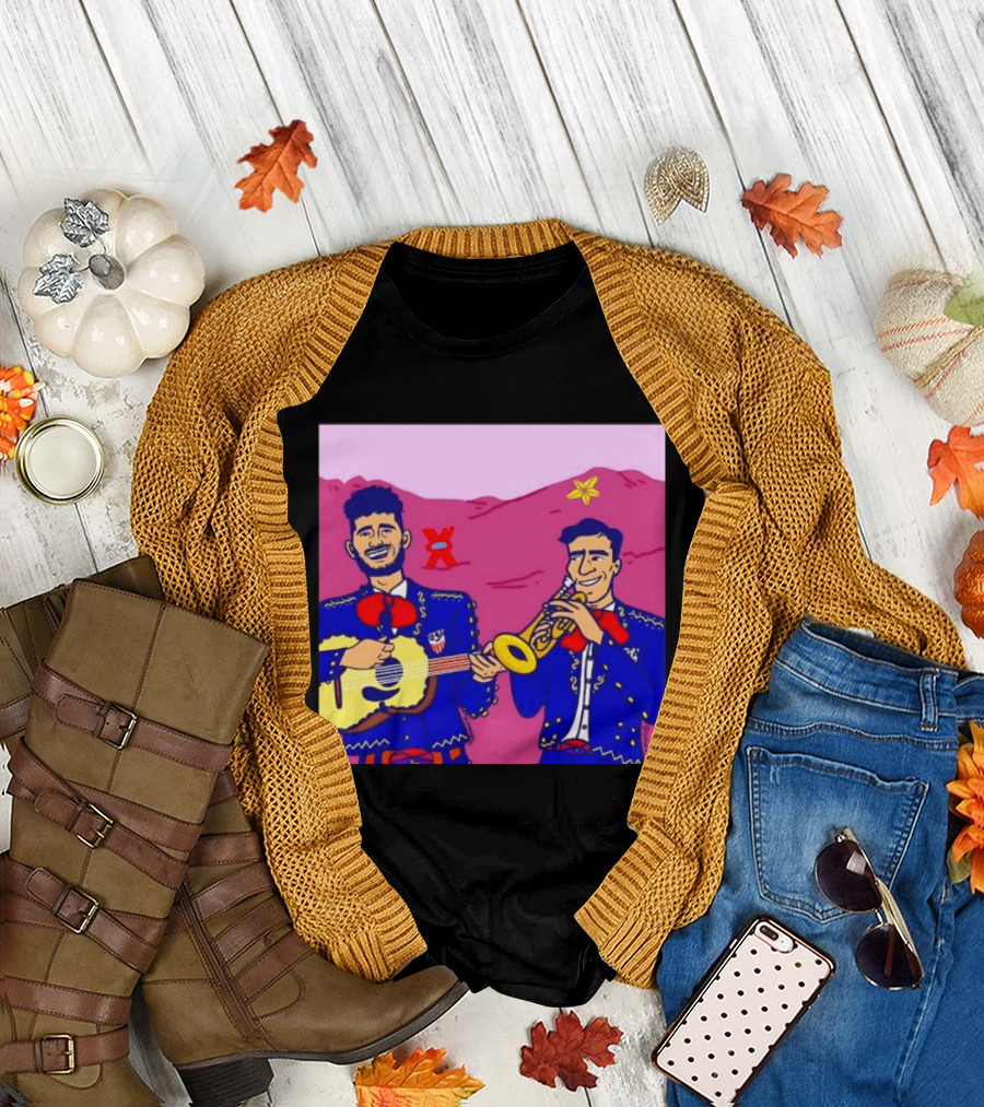 USA Mariachi Musicians Mexican Culture Guitar Trumpet Stars Mountains T-Shirt