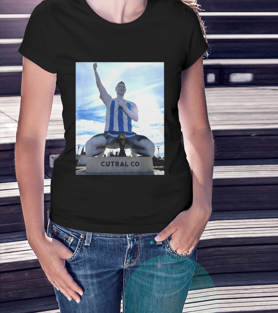 Messi Argentina Sculpture Cutral Co Legendary Statue Victory Celebration T-Shirt