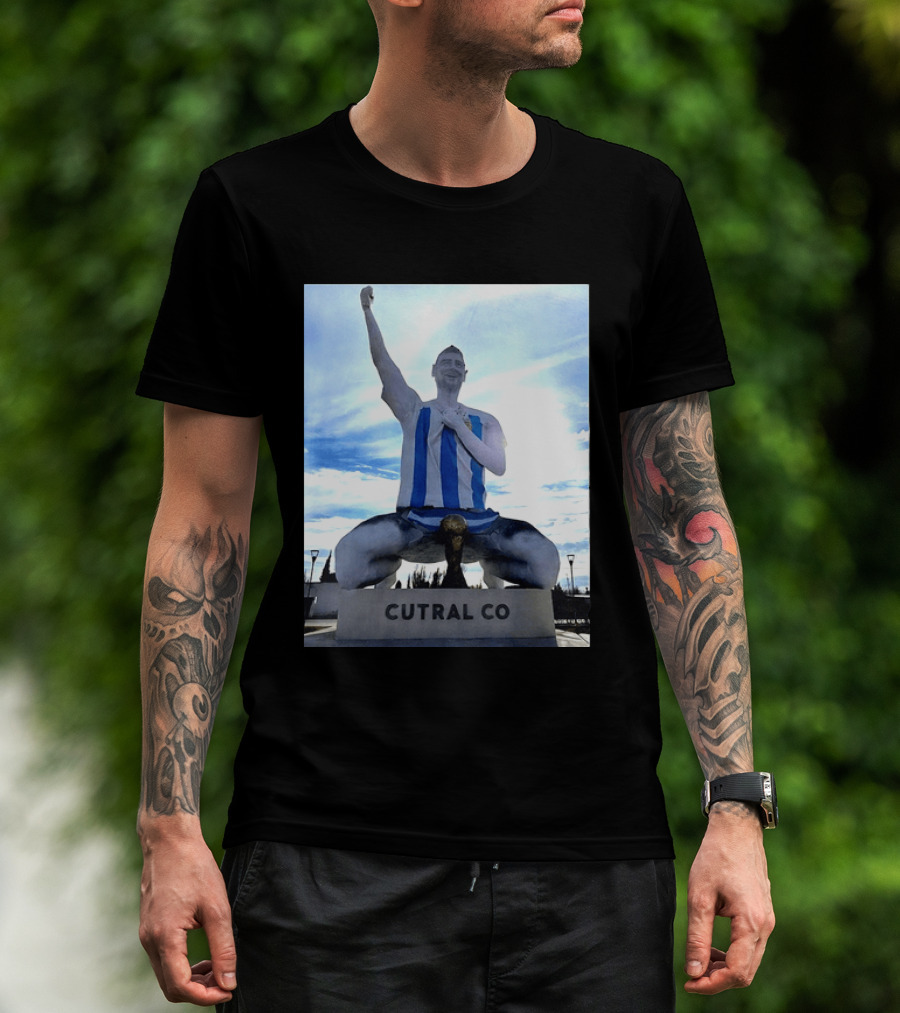 Messi Argentina Sculpture Cutral Co Legendary Statue Victory Celebration T-Shirt