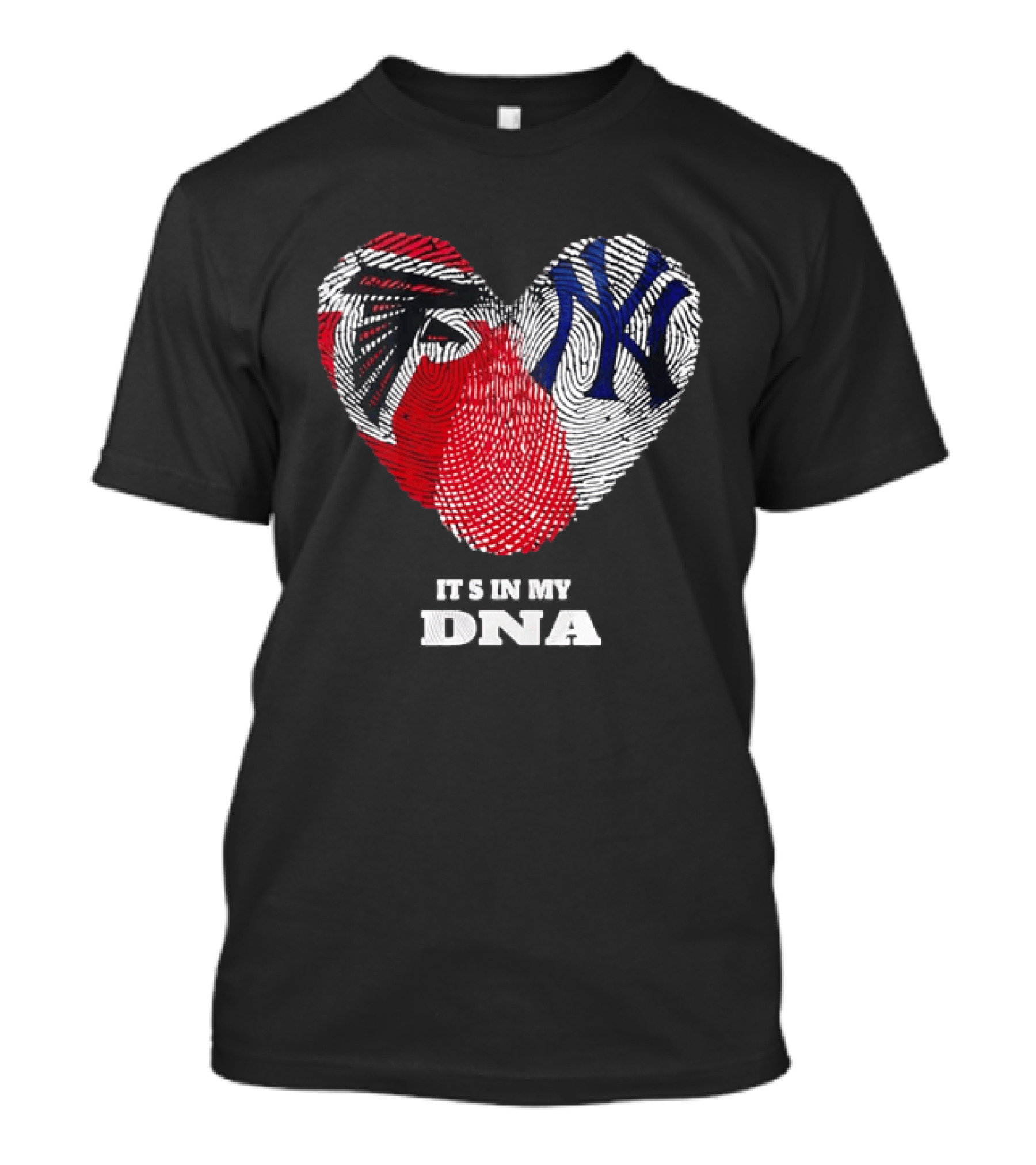 Atlanta Falcons New York Yankees It's In My DNA Fingerprint Heart T-Shirt