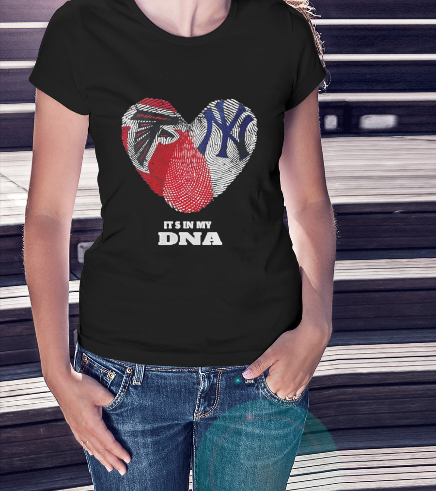 Atlanta Falcons New York Yankees It's In My DNA Fingerprint Heart T-Shirt
