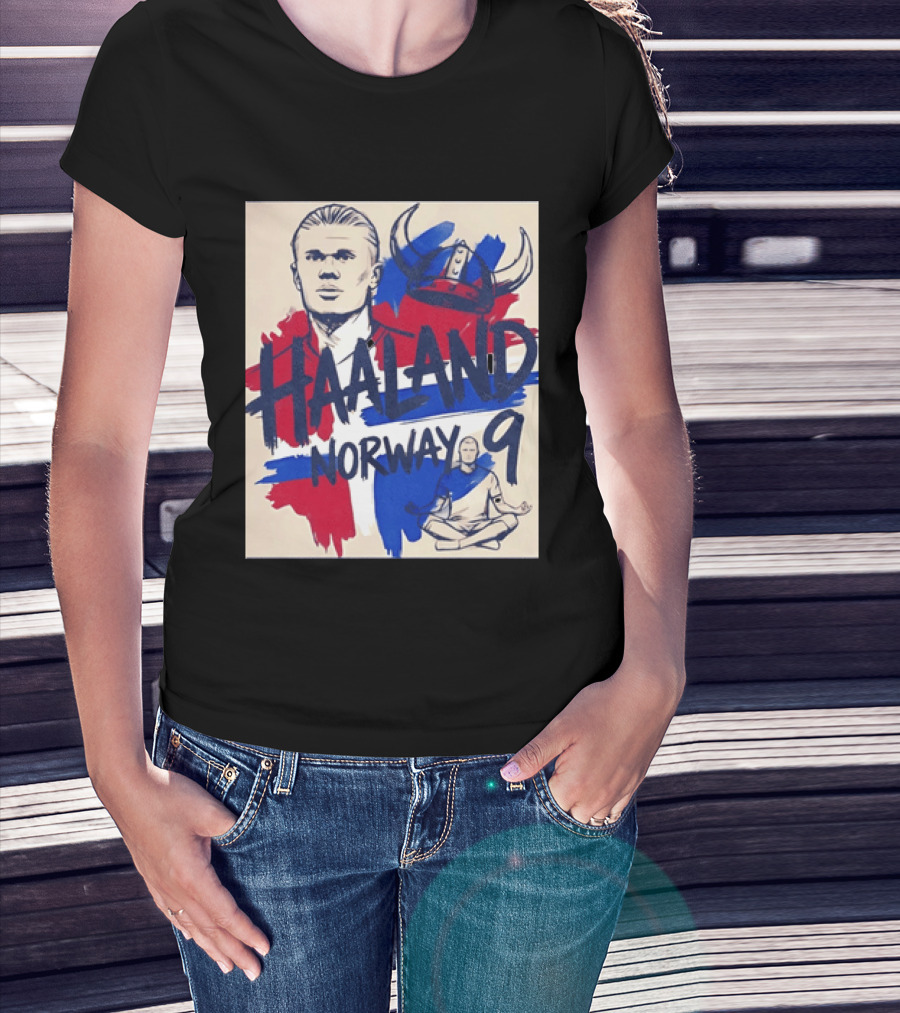 Norway Haaland Number 9 Viking Helmet Football T-Shirt