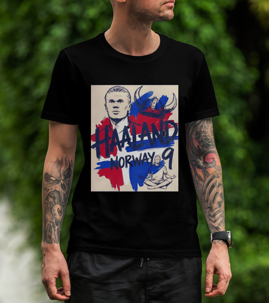 Norway Haaland Number 9 Viking Helmet Football T-Shirt