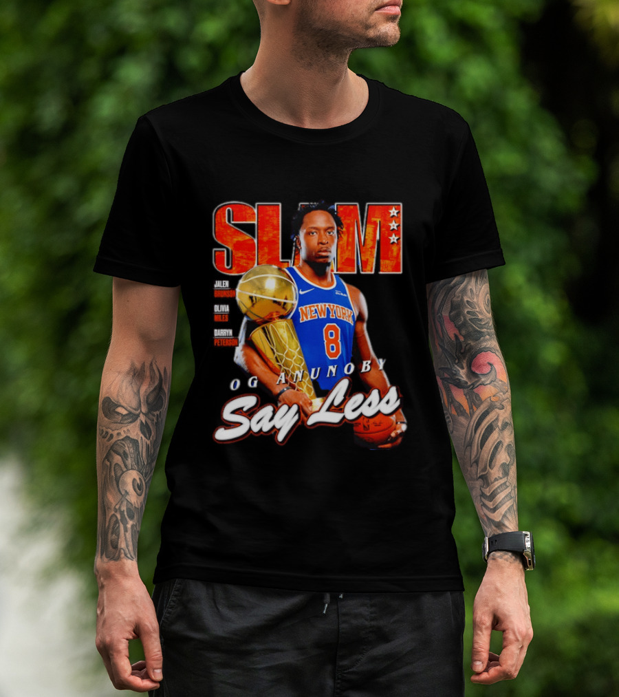 OG Anunoby New York Knicks SLAM Cover Larry O'Brien Trophy Say Less Jalen Brunson 2026 T-Shirt