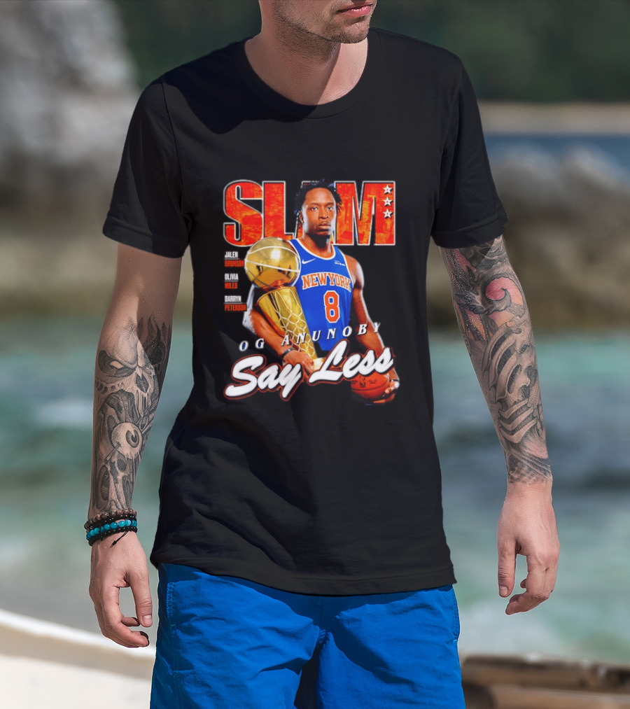 OG Anunoby New York Knicks SLAM Cover Larry O'Brien Trophy Say Less Jalen Brunson 2026 T-Shirt