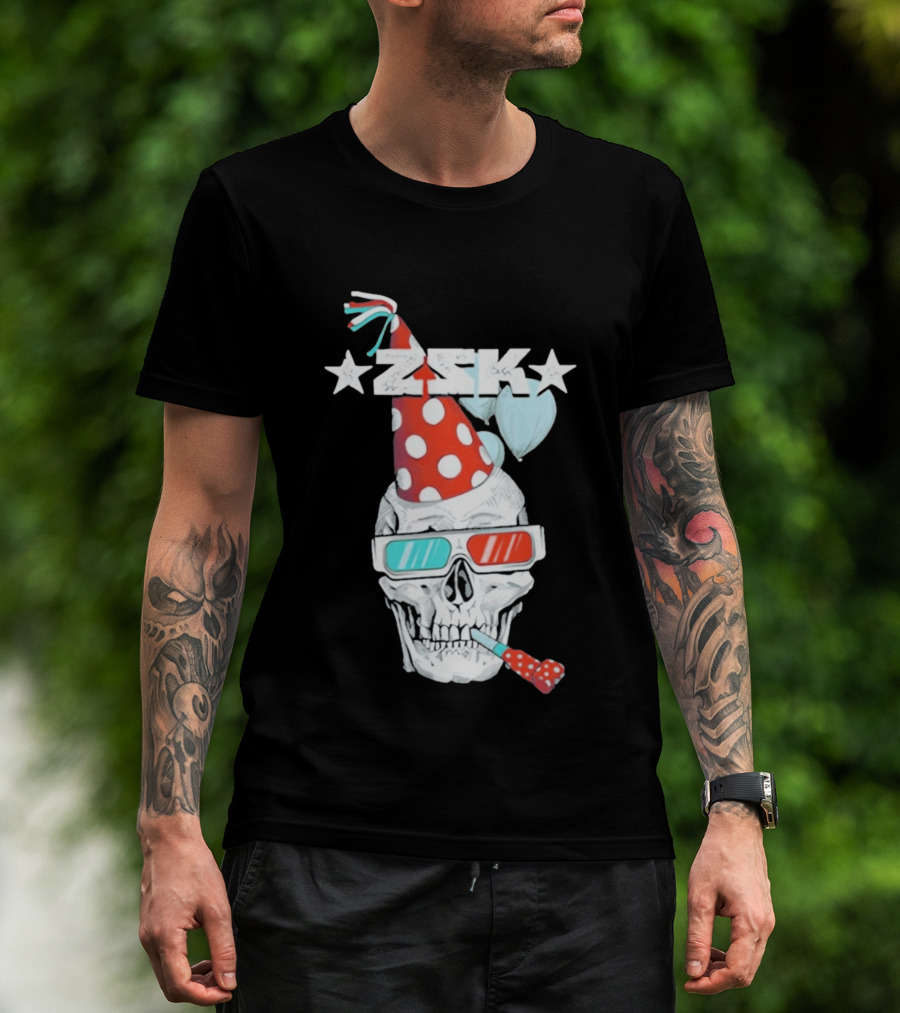 ZSK Skull Party Hat 3D Glasses Fun T-Shirt