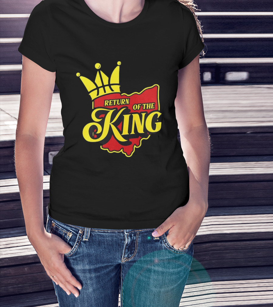 Return Of The King LeBron James Cleveland Cavaliers Basketball Crown Ohio Map T-Shirt