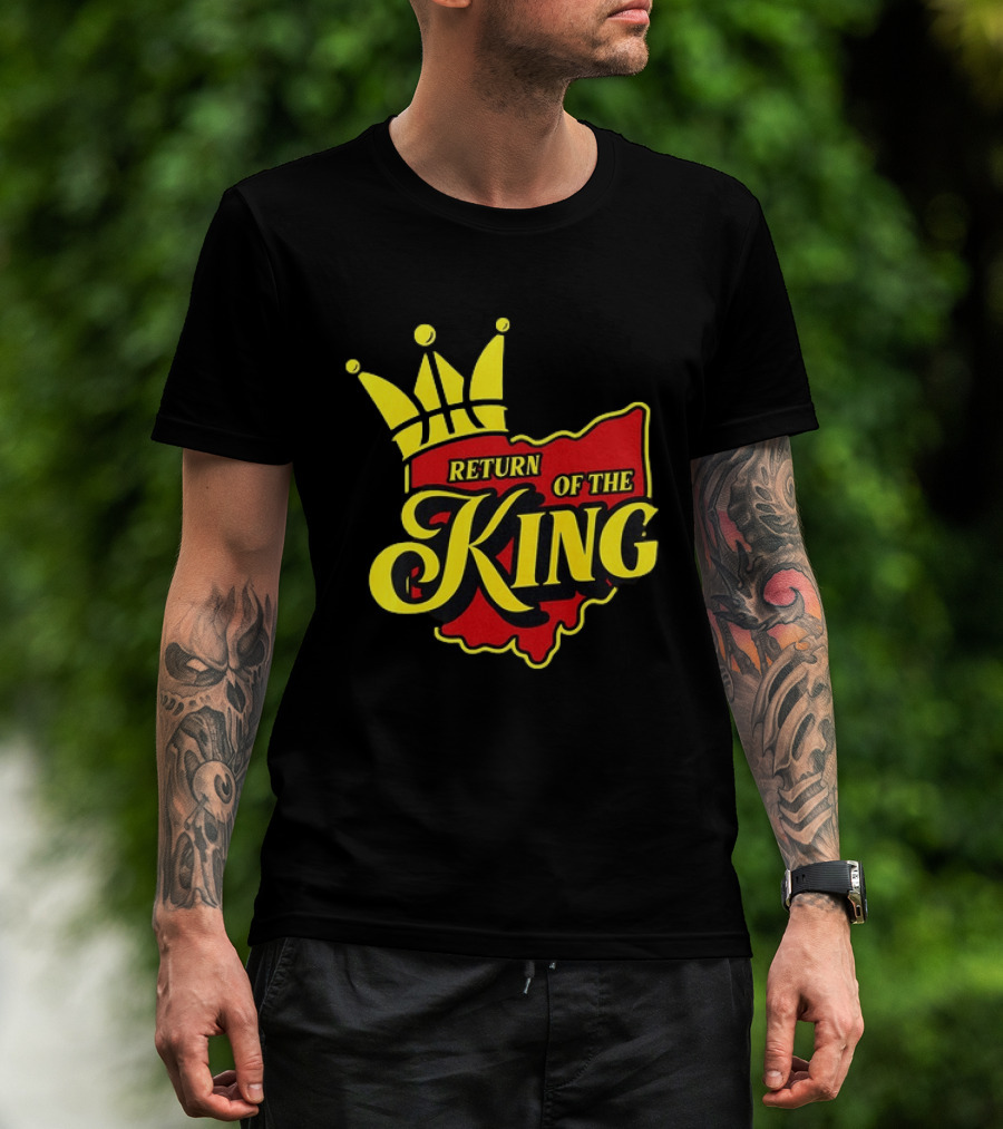 Return Of The King LeBron James Cleveland Cavaliers Basketball Crown Ohio Map T-Shirt