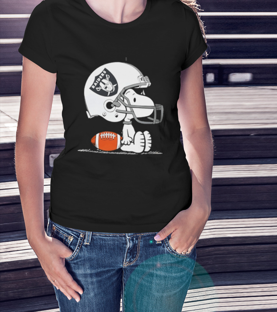 Snoopy Las Vegas Raiders Football Helmet Collaboration Peanuts NFL T-Shirt
