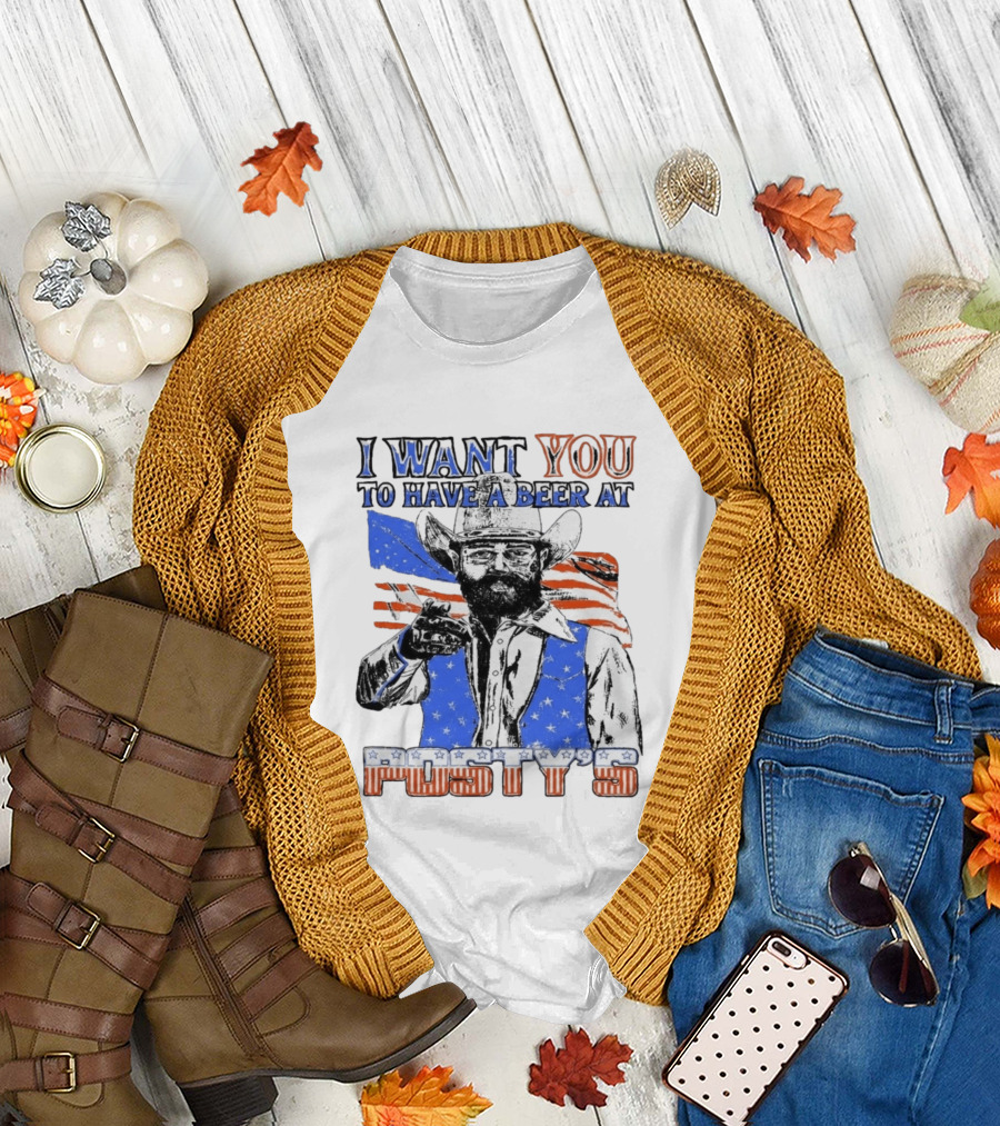 I Want You To Have A Beer At Posty's Patriotic Cowboy T-Shirt