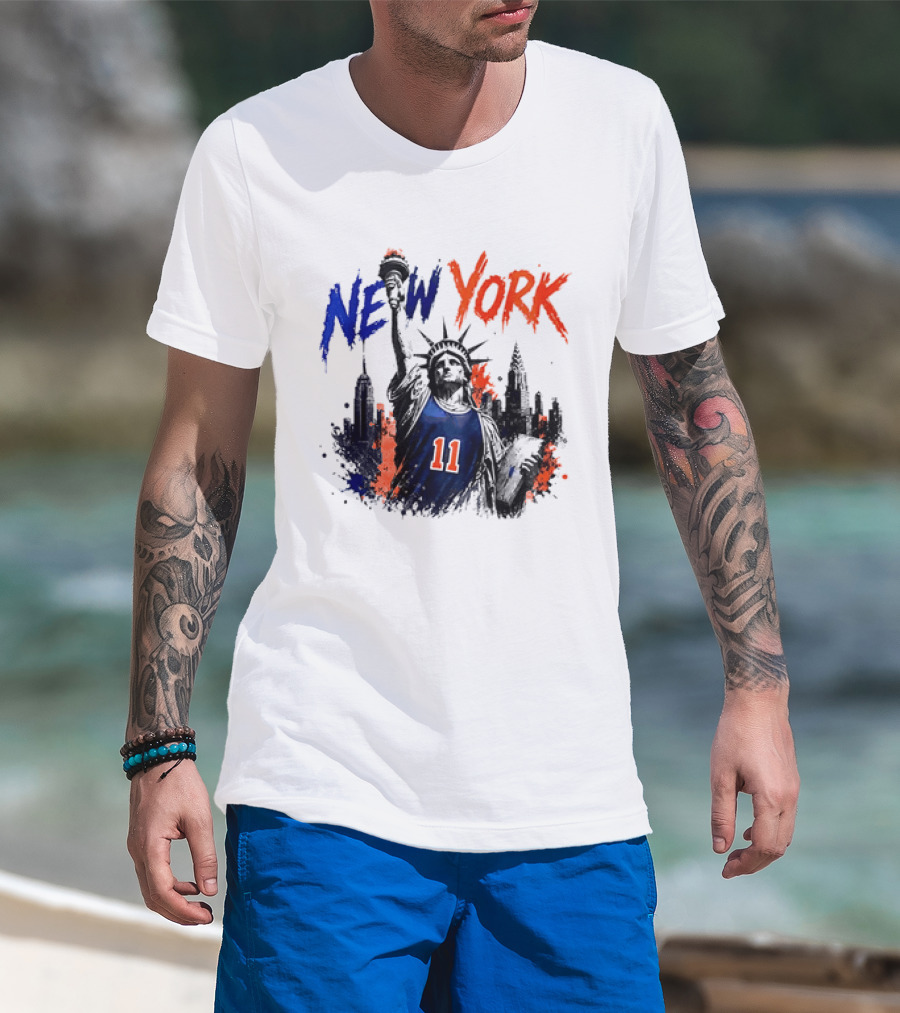 New York Statue Of Liberty Knicks Jersey City Skyline 11 T-Shirt
