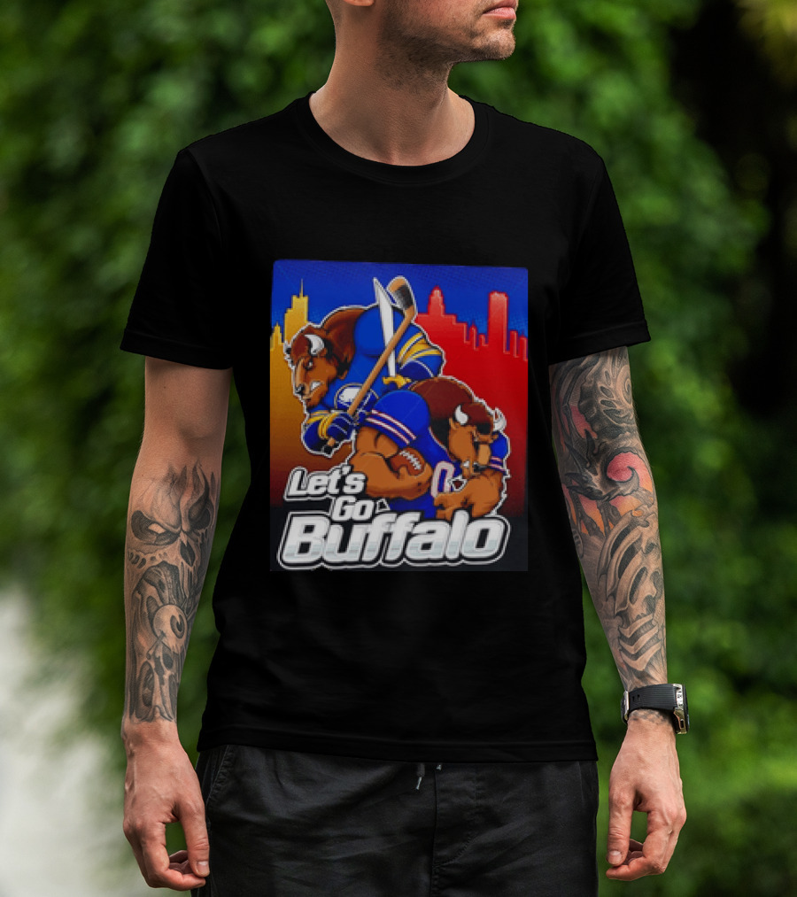 Let's Go Buffalo City Sports Teams Hockey Football Collage T-Shirt