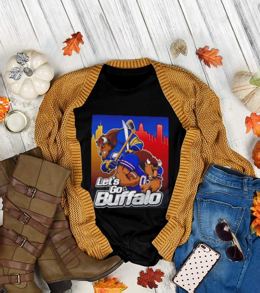 Let's Go Buffalo City Sports Teams Hockey Football Collage T-Shirt