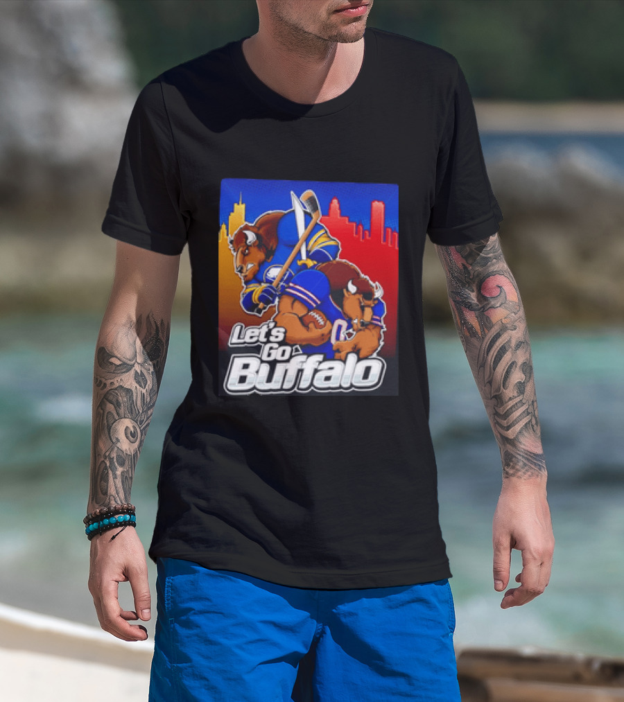 Let's Go Buffalo City Sports Teams Hockey Football Collage T-Shirt