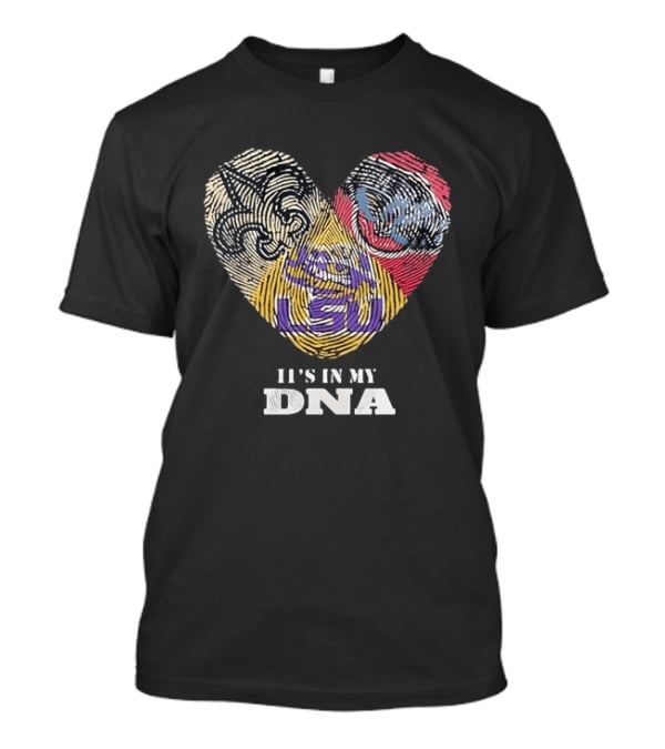 LSU New Orleans Saints It's In My DNA Fingerprint Heart T-Shirt