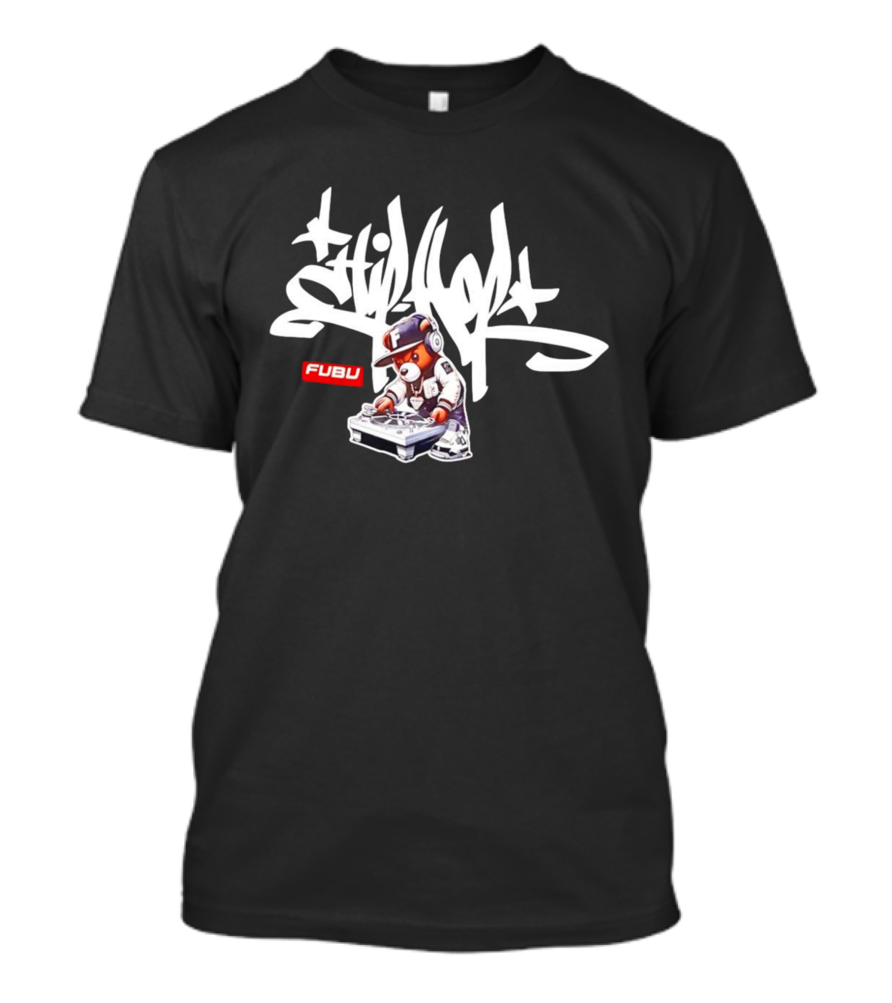 FUBU DJ Bear Still Rollin Hip Hop Scratching Records T-Shirt