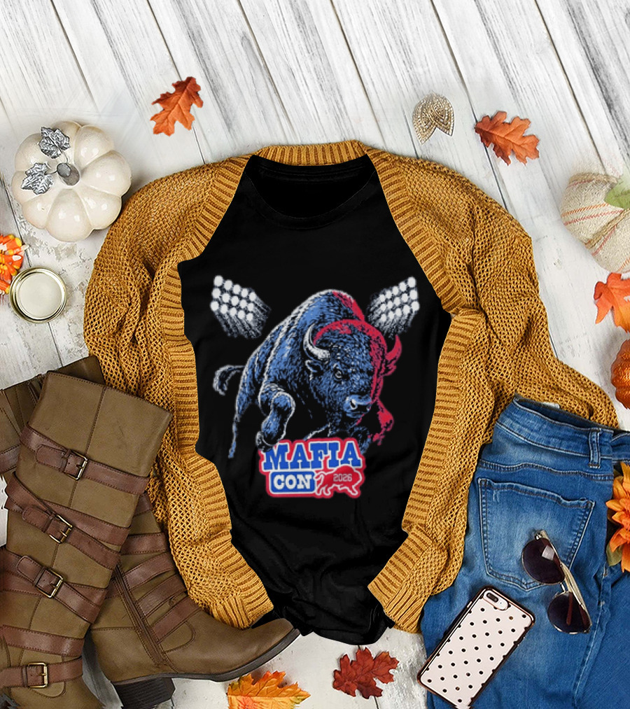 Mafia Con 2026 Buffalo Bills Bison Stadium Lights T-Shirt