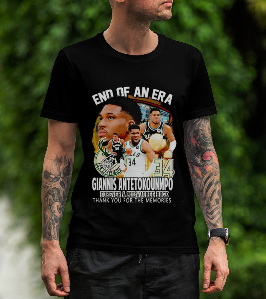 End Of An Era Giannis Antetokounmpo Milwaukee Bucks Thank You For The Memories T-Shirt