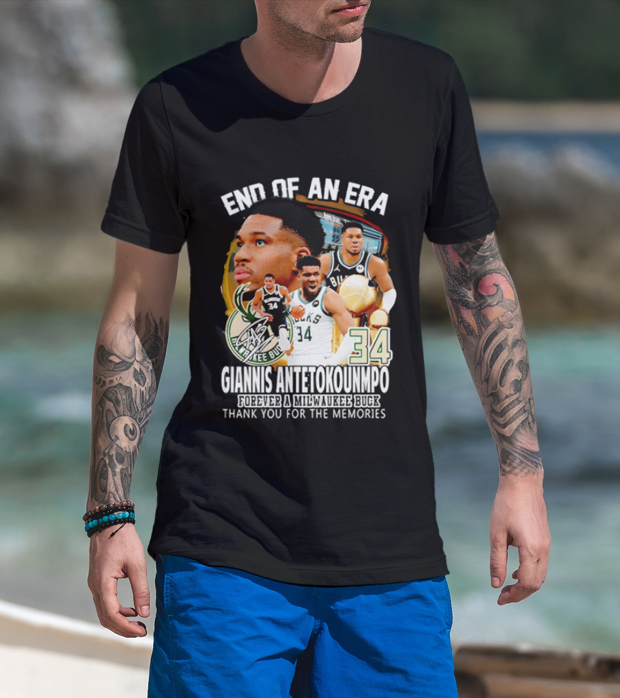 End Of An Era Giannis Antetokounmpo Milwaukee Bucks Thank You For The Memories T-Shirt