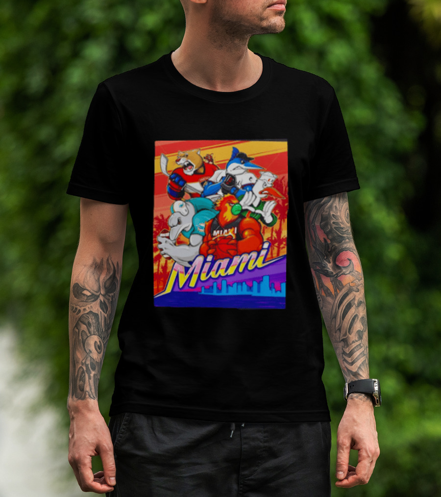 Miami Sports City Team Mascots Collage T-Shirt