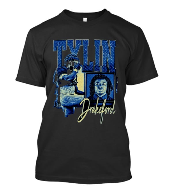 Tylin Drakeford Football Athlete Blue Portrait NFL Style Bootleg T-Shirt