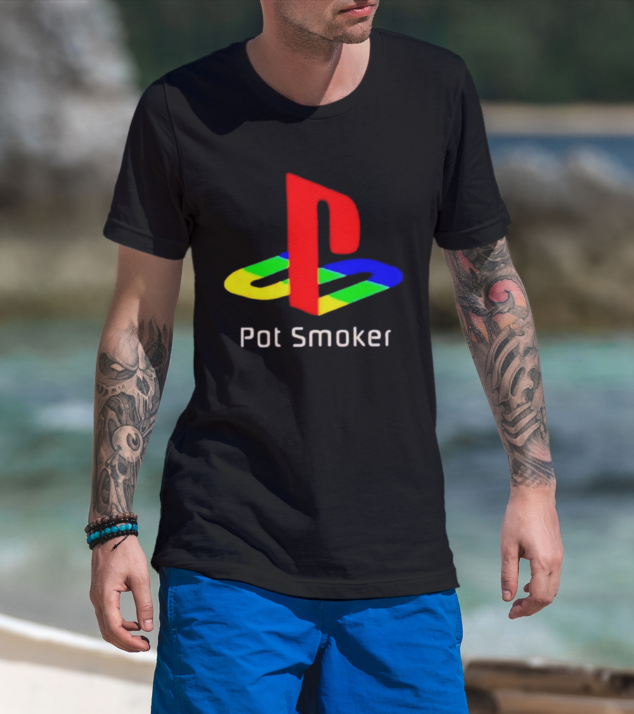 PlayStation Pot Smoker Iconic Colorful Gaming T-Shirt