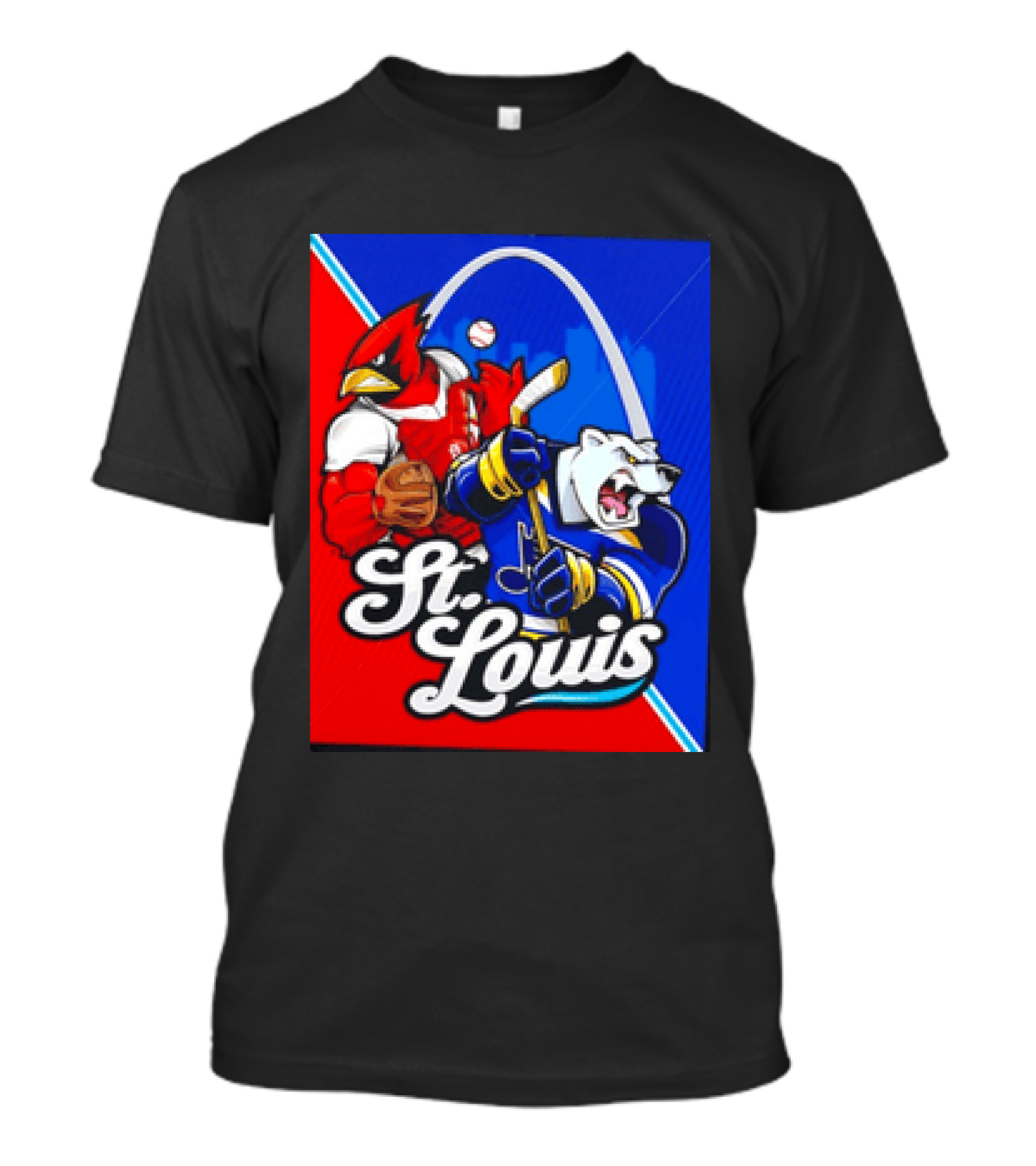 St Louis Cardinals Baseball Blues Hockey Arch Iconic Sports Team Collage T-Shirt